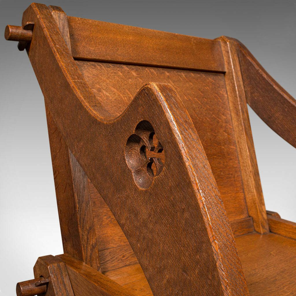 Antique Glastonbury Chair, English Oak, Ecclesiastic Armchair, Gothic, Victorian photo buy