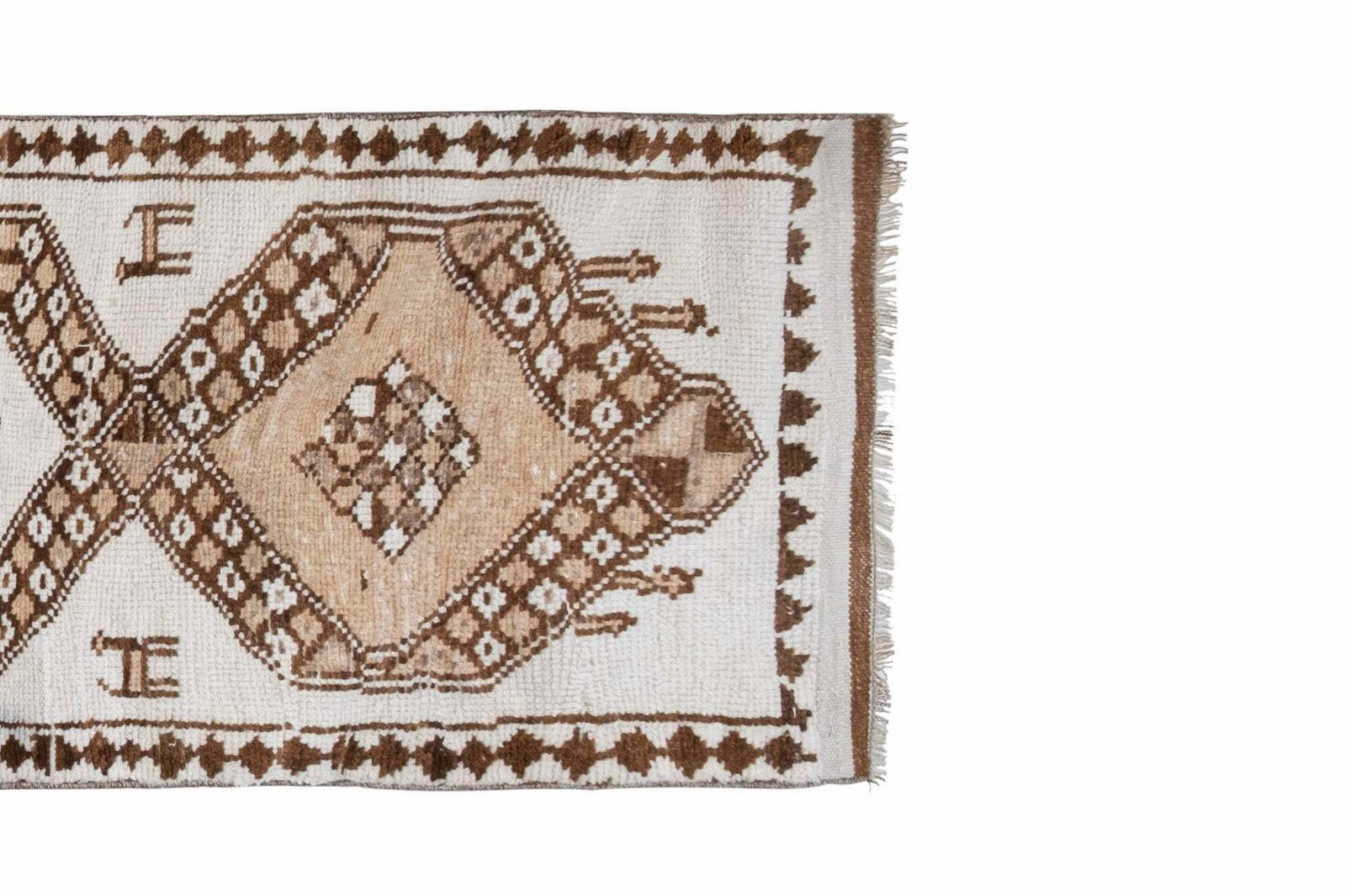 Natural White Herki Turkish Hand Knotted Runner 83 X 350 Cm photo 689.0