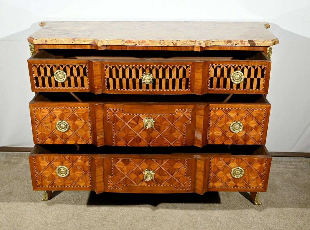 Rosewood And Mahogany Chest Of Drawers, Louis XV/Louis XVI Transition Style – Late 19th Century photo Furniture