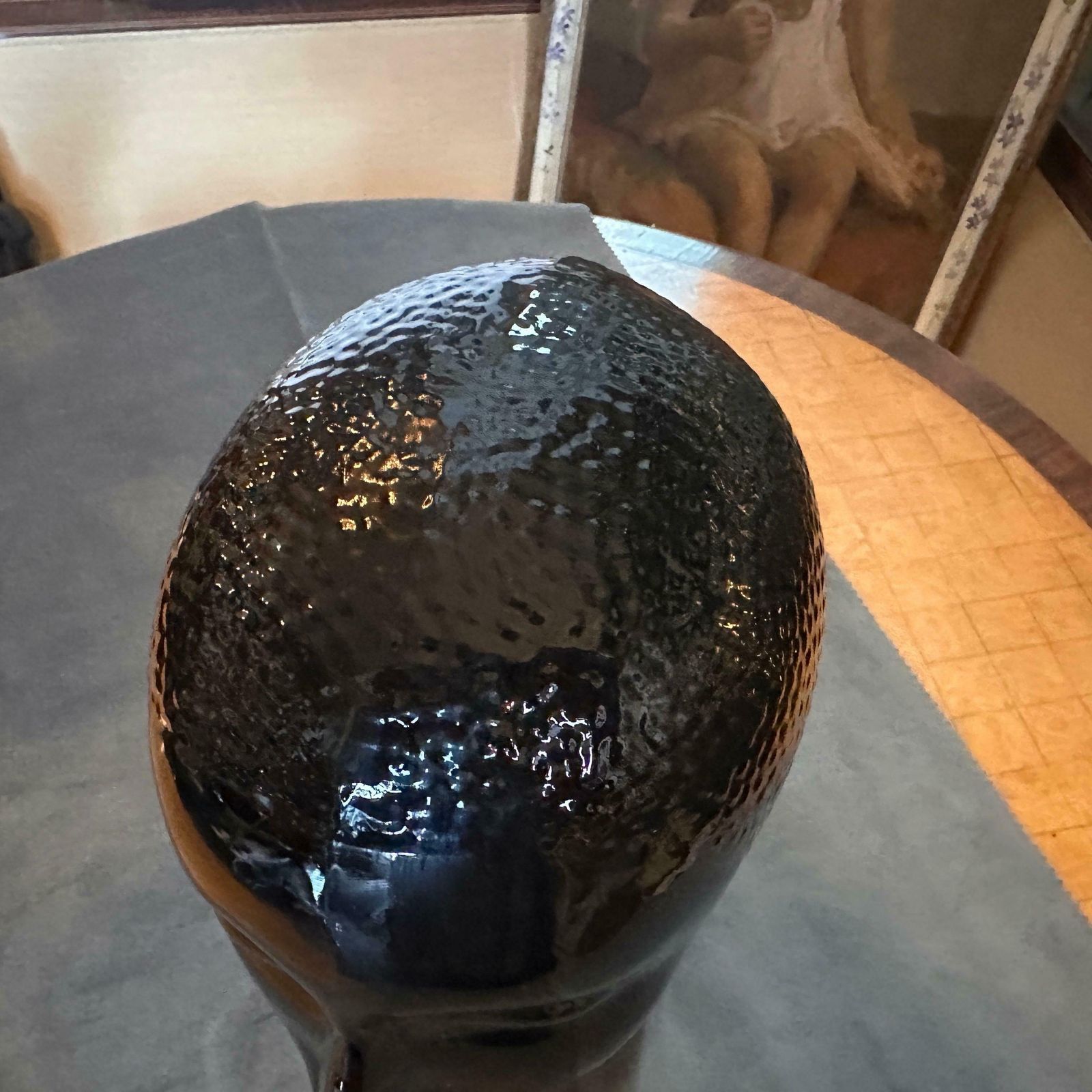 1970s Fornasetti Attributed Modernist Black Glass Head photo Art