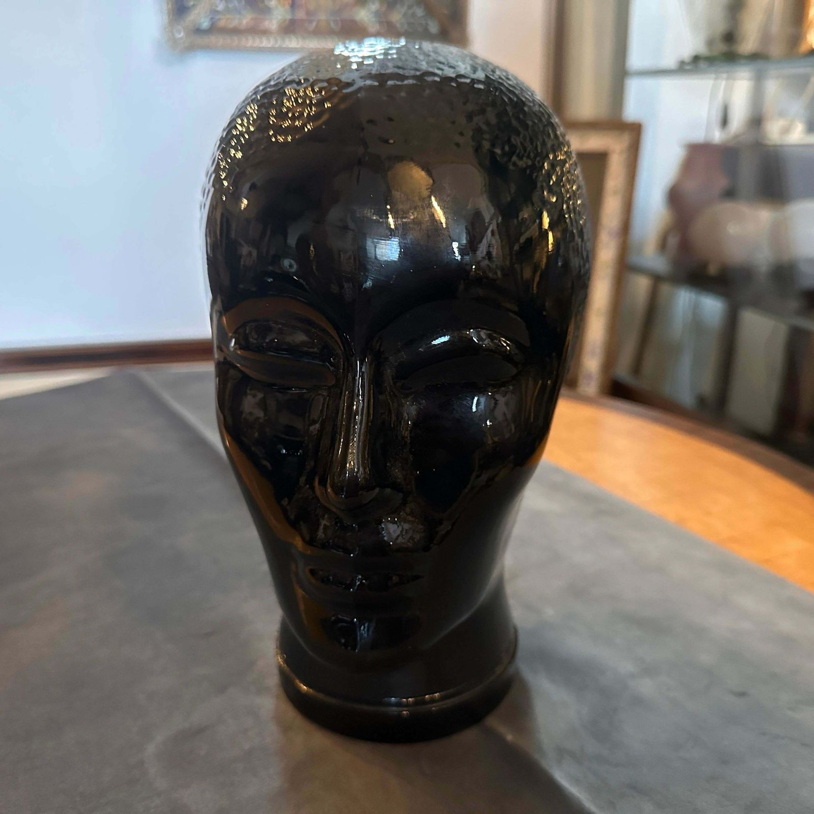 1970s Fornasetti Attributed Modernist Black Glass Head photo 602.0