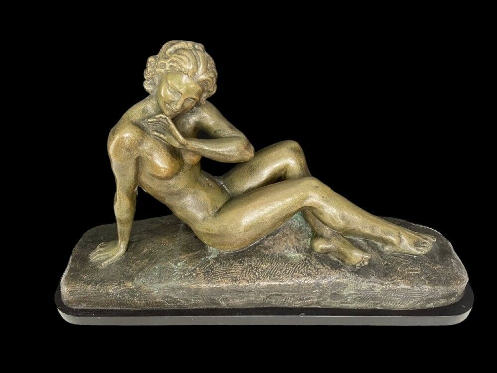 Art Deco Bronze Sculpture  By Ugo Cipriani photo vintage