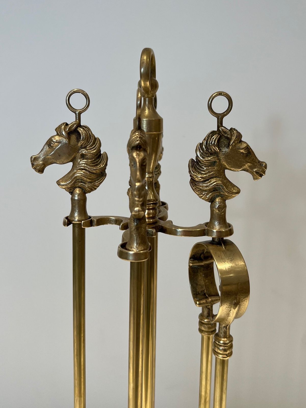 Brass Fire Kit Horse Head Model In The Taste Of Maison Jansen photo Home Fixtures
