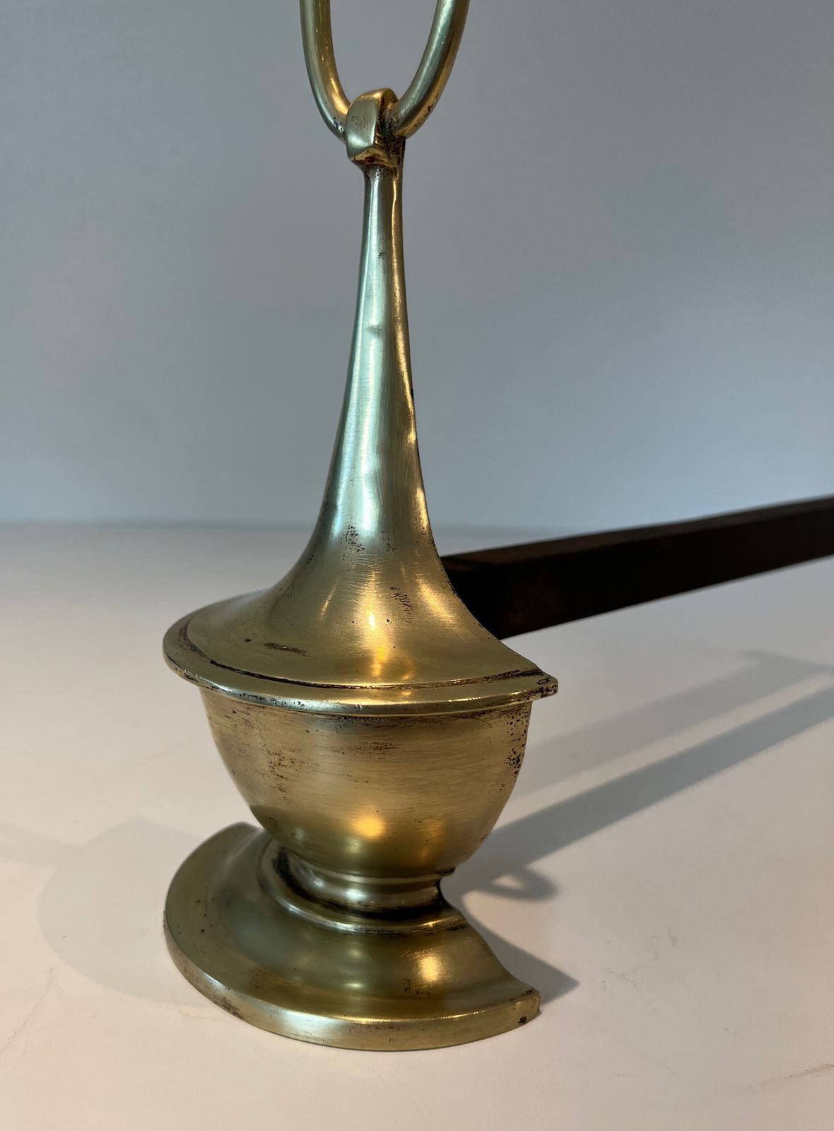 Home Fixtures Pair Of Neoclassical Style Bronze Andirons photo