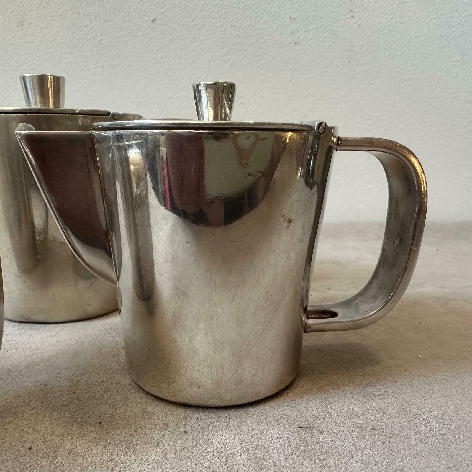 984.0 1940s Art Deco Set Of Three Alpaca Coffee Pot By Krupp Designed By Gio Ponti photo