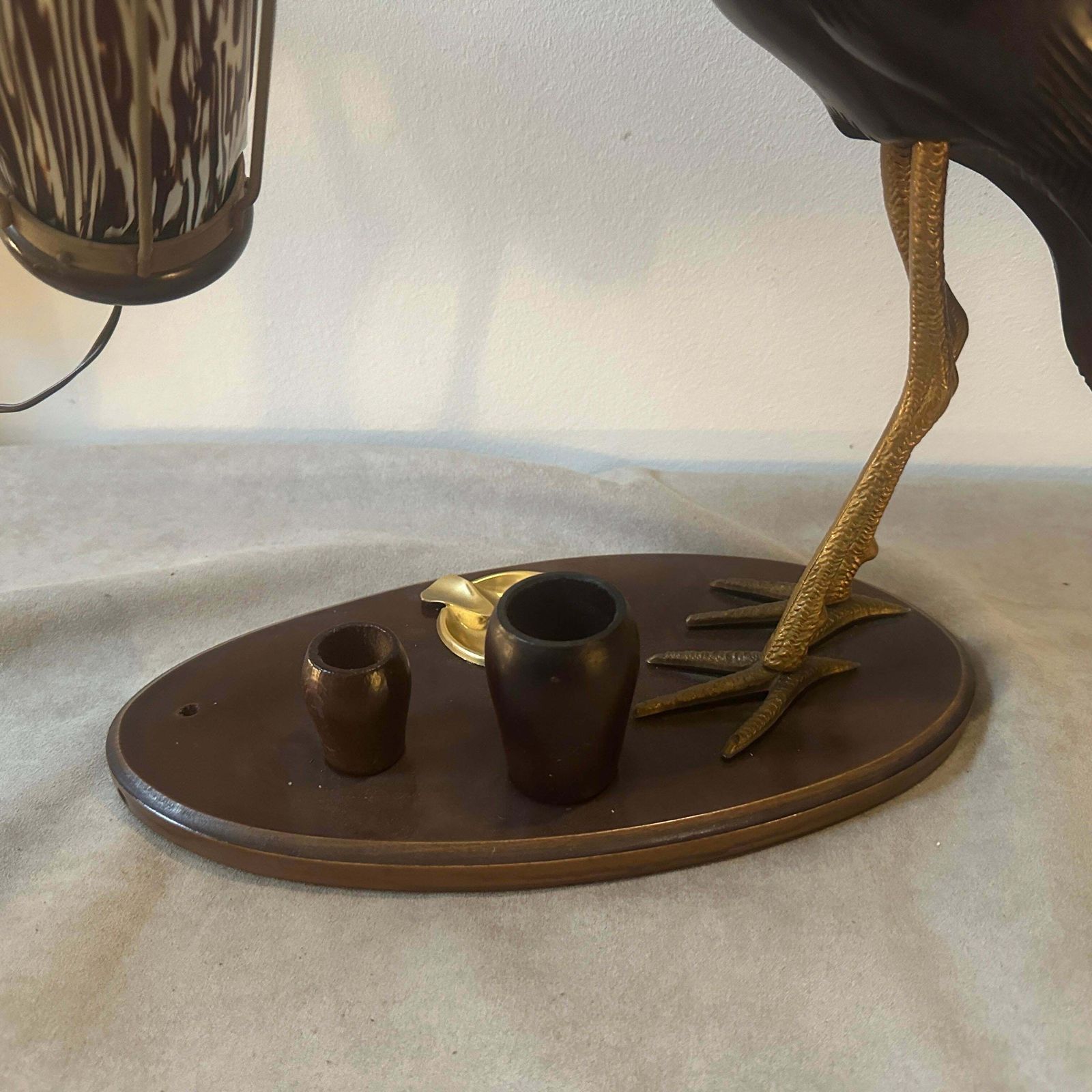 1950s Mid Century Modern Wood Table Lamp And Smoking Set By Aldo Tura For Macabo photo Lighting