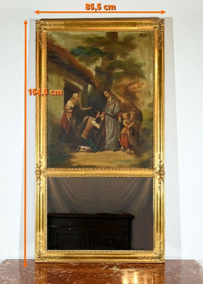Trumeau Mirror In Golden Wood, Restoration Period – Early 19th Century photo furniture