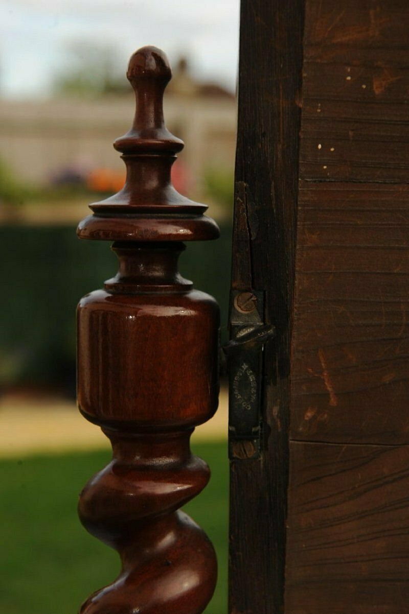 Regency Marble & Mahogany Vanity Mirror With Barley Twist Supports Ol photo Home Decor