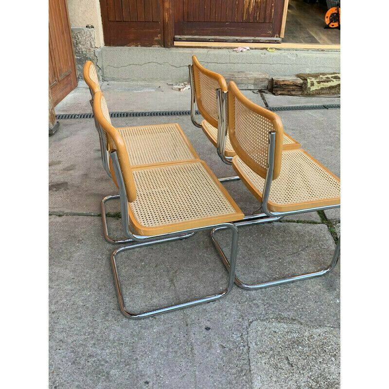 Set Of 4 Mid Century Italian B32 Cesca Chairs By Marcel Breuer, 1970s photo 1509.0