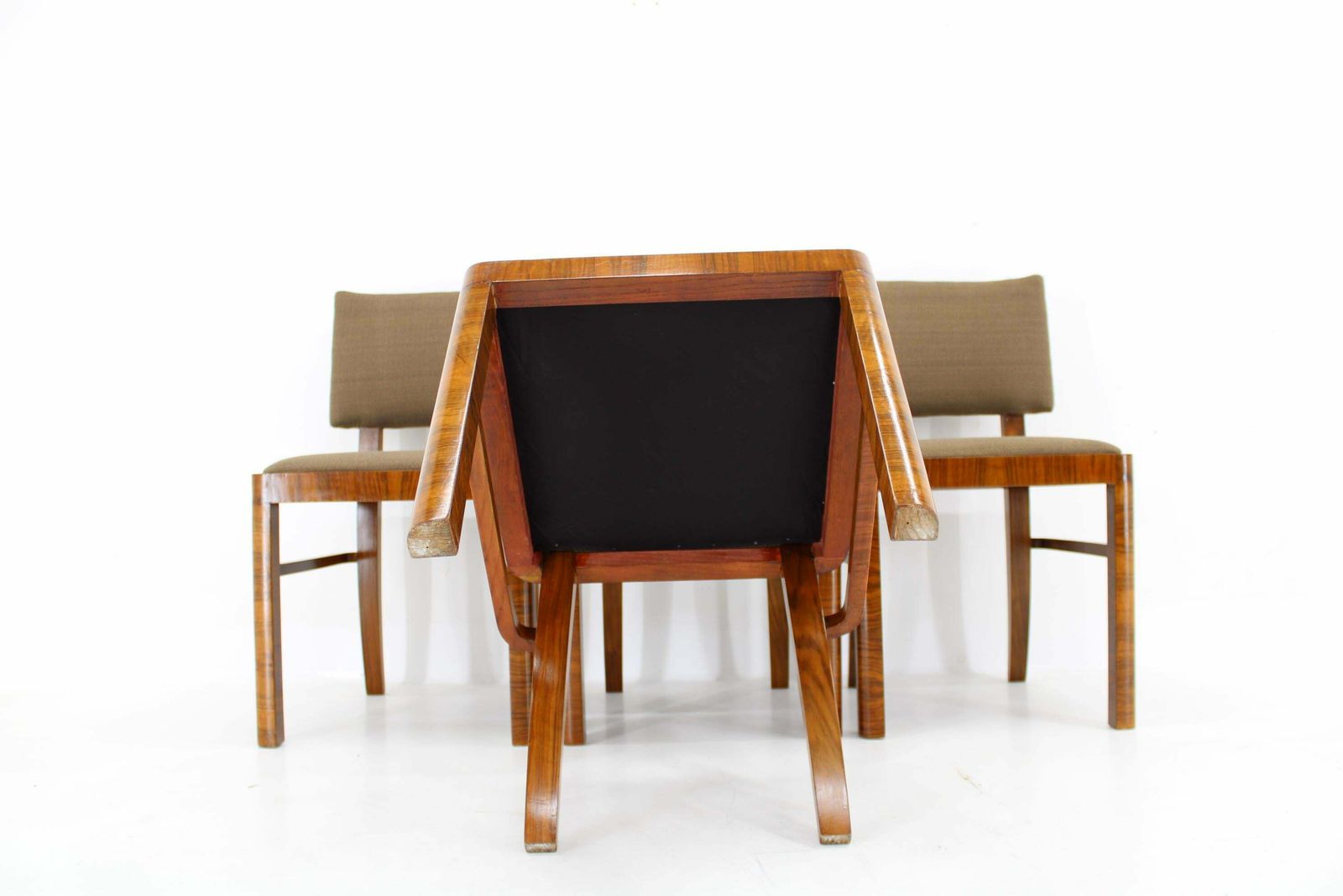 1691.0 1930s Set Of Four Restored Art Deco Dininng Chairs Czechoslovakia photo