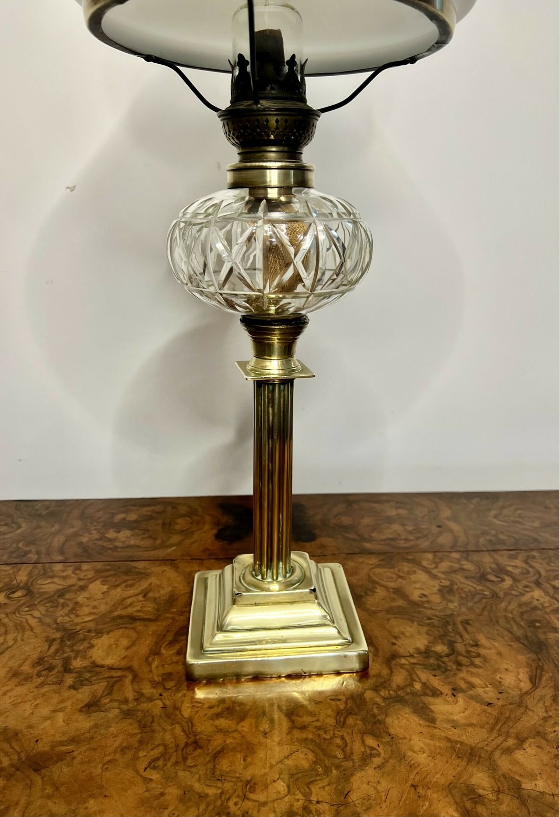 Victorian Quality Brass And Cut Glass Oil Lamp photo furniture