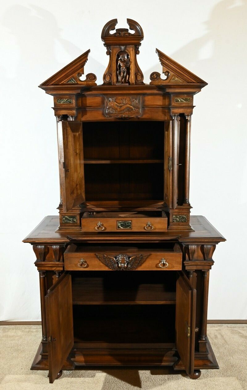 Small Two Body Buffet In Solid Walnut, Renaissance Style – Mid 19th Century photo 4709.75806435