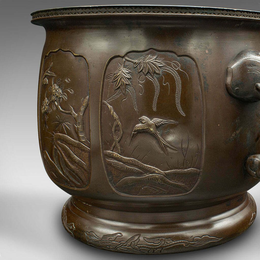 Antique Planter, Japanese, Bronze, Decorative Jardiniere, Edo, Victorian, C.1860 photo vintage