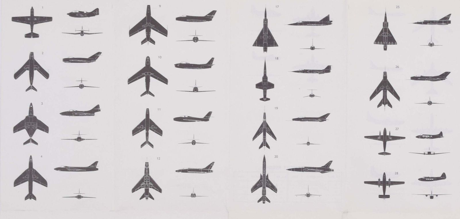Unknown Silhouettes Of Aircraft On The Joint Services Aircraft Recognition Training List 1959 photo furniture