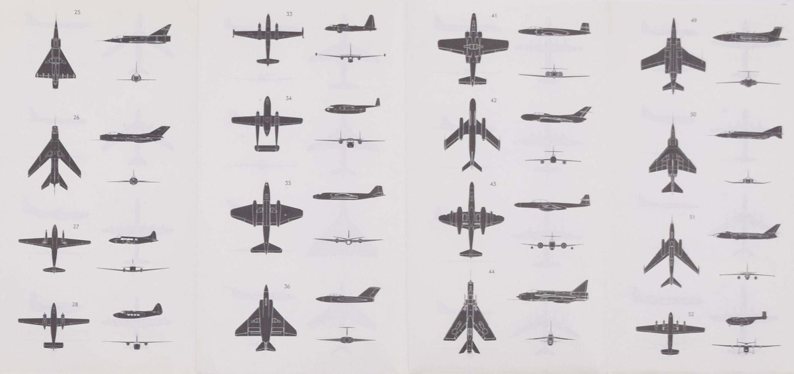 Unknown Silhouettes Of Aircraft On The Joint Services Aircraft Recognition Training List 1959 photo for sale