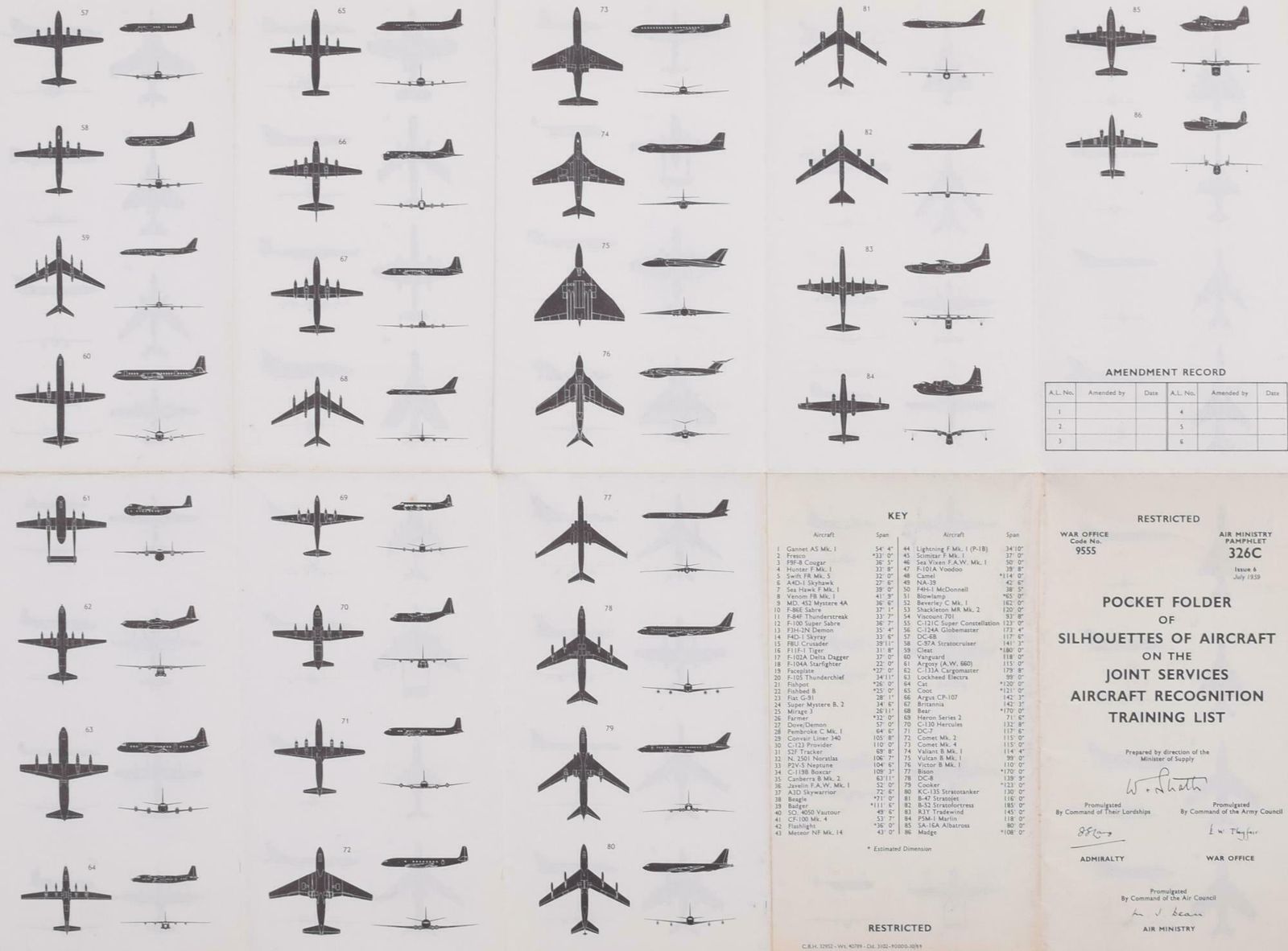 Unknown Silhouettes Of Aircraft On The Joint Services Aircraft Recognition Training List 1959 photo vinterior