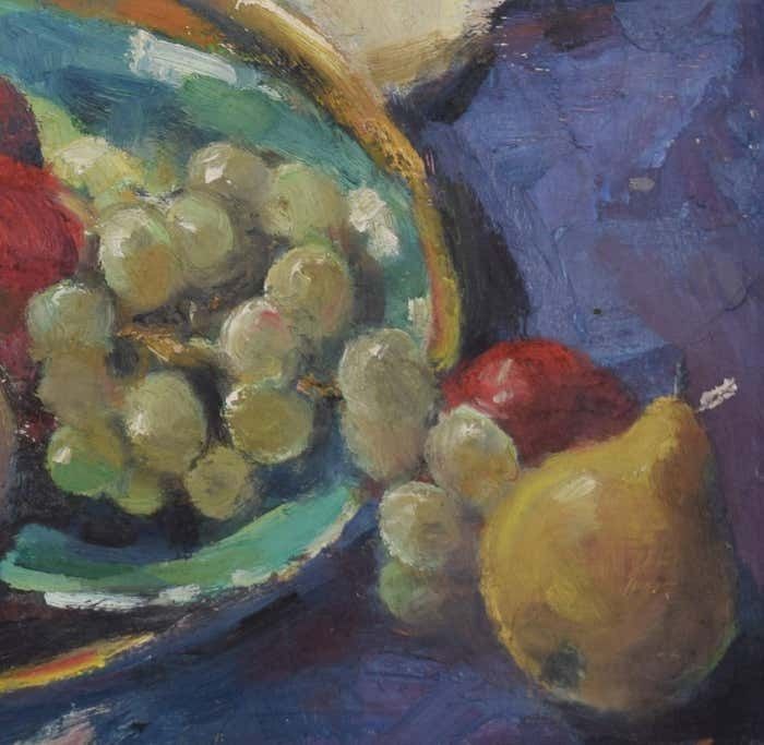 Still Life With Coffee Pot And Fruit 20th Century Oil Painting By Angela Stones photo 1450.0