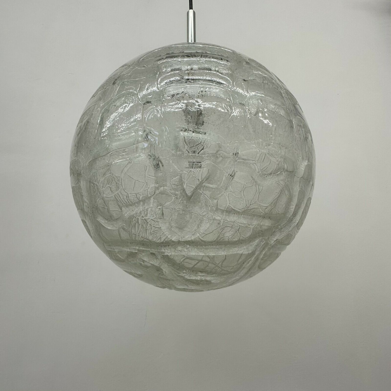 Mid Century Doria Leuchten Glass Hanging Lamp , 1970’s photo vintage