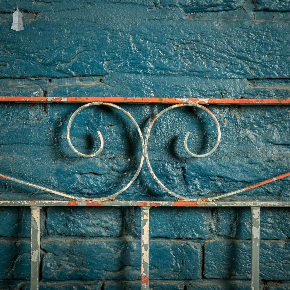 photo furniture Wrought Iron Driveway Gates, Pair Of 20th C Gates With Distressed Paint Finish