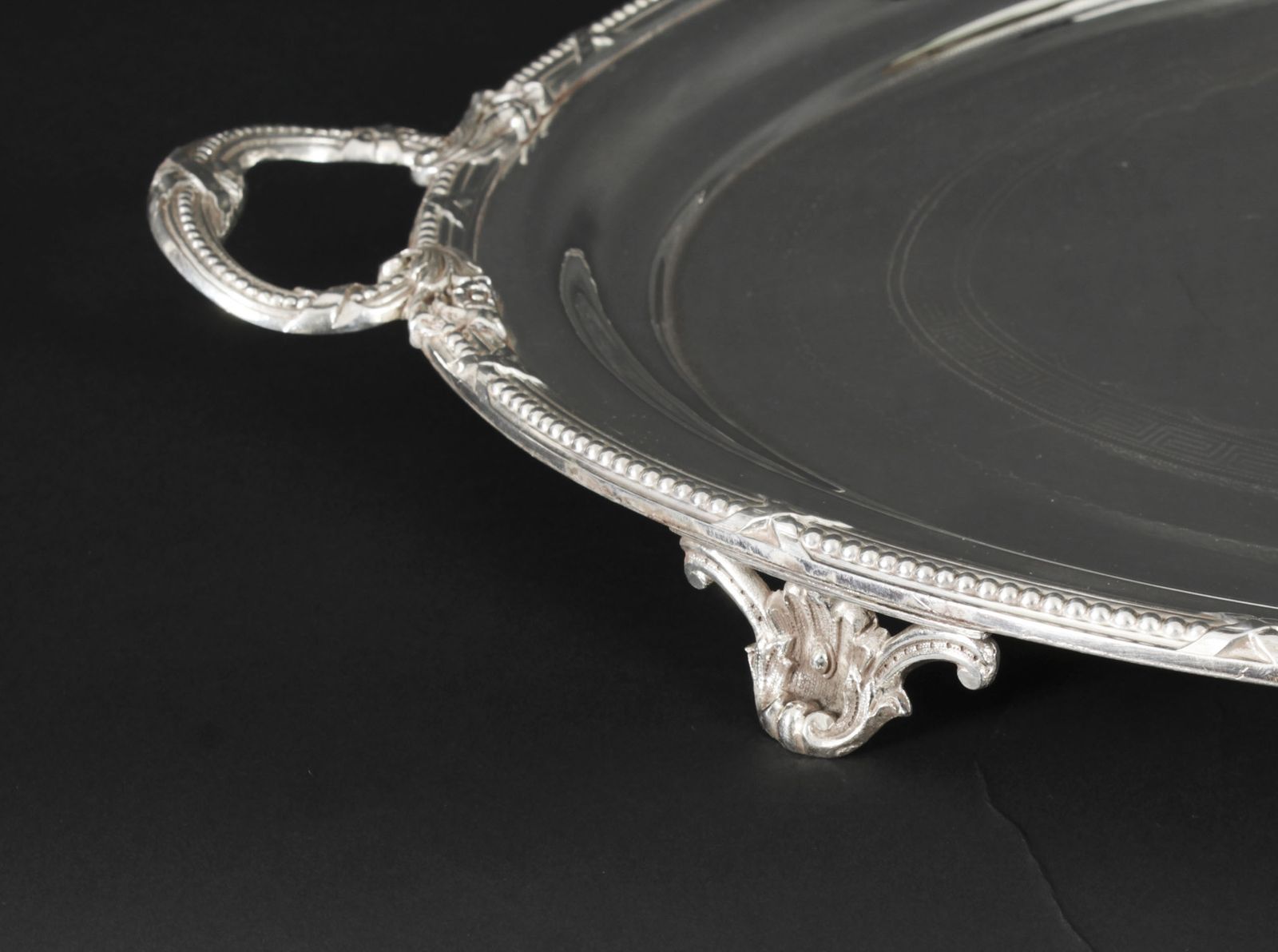 Antique Large German Oval Silver Plated Tray Peters Hamburg 19th C photo Furniture