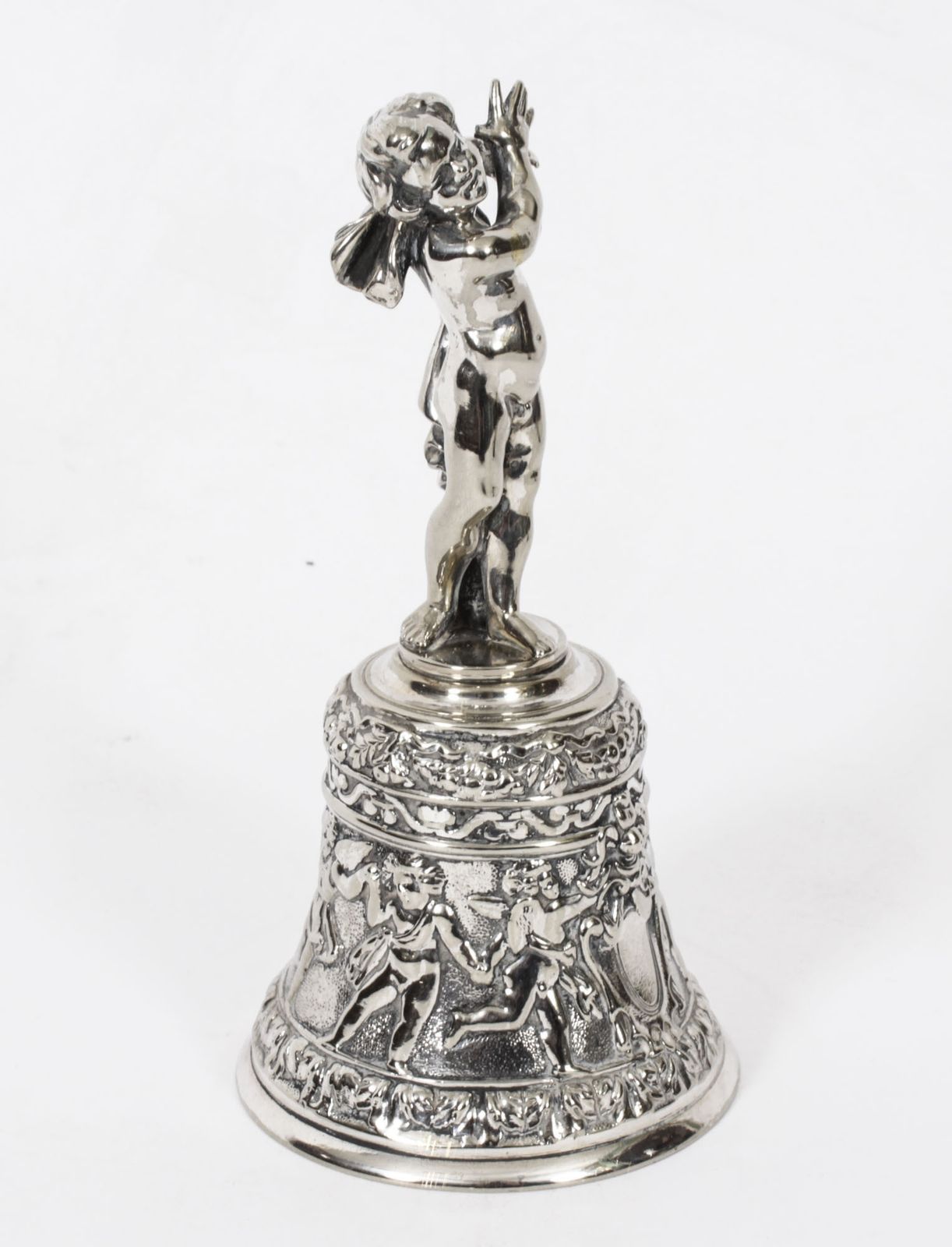Antique Silver Plated Hand  Bell Renaissance Revival 19th Century photo for sale