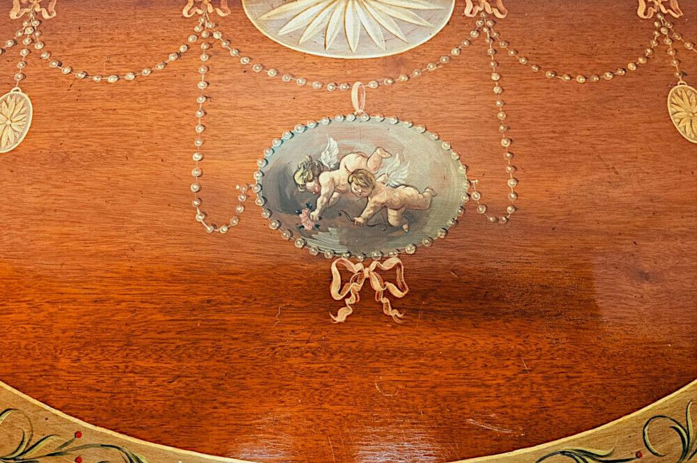 photo furniture A Very Fine Pair Of 20th Century Hand Painted Demilune Side Tables € 8,500.00