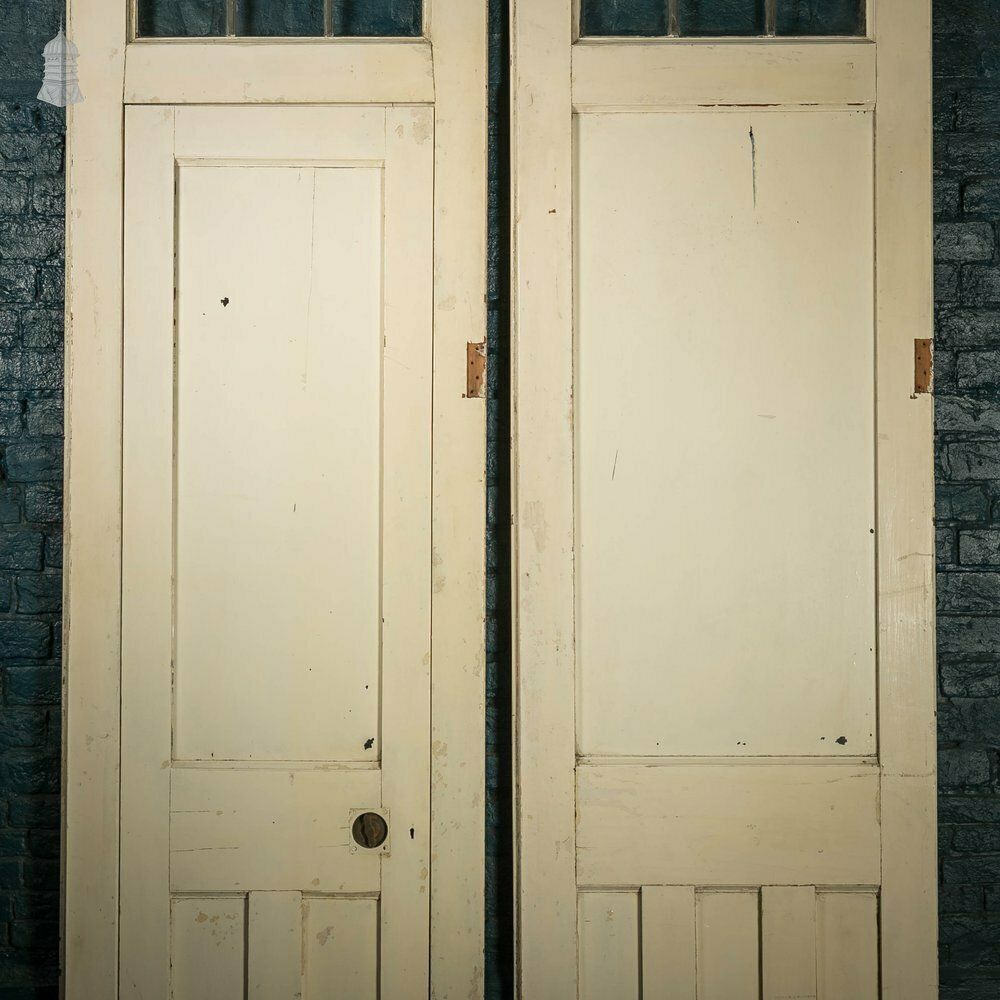 photo vinterior Glazed Room Divider, Leaded Glass With Internal Door And White Painted Finish