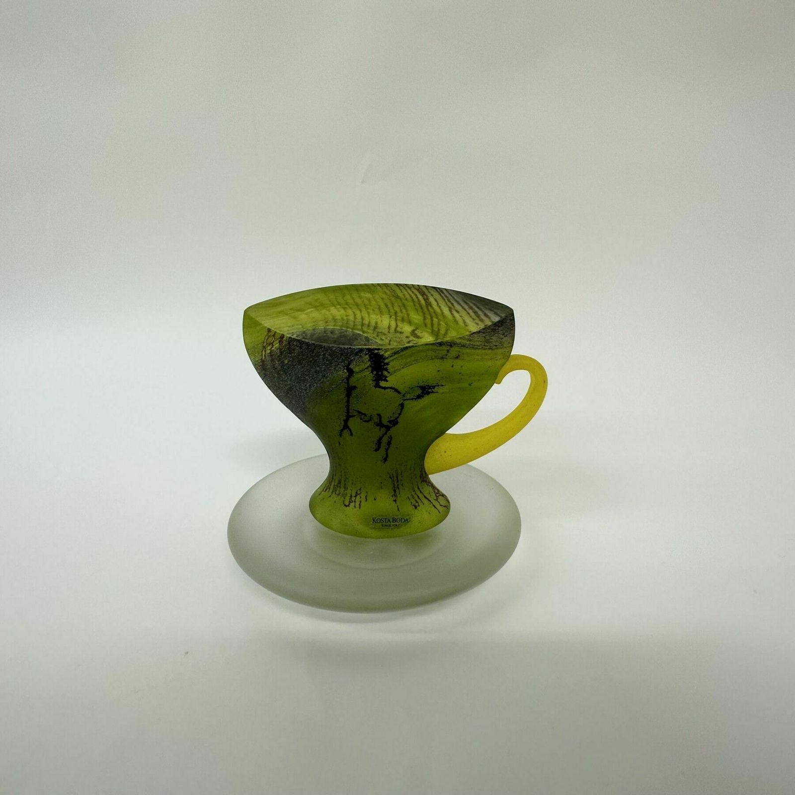 Rare Kjell Engman For Kosta Boda Sweden Green Glass Teacup , 1980’s photo Home Decor