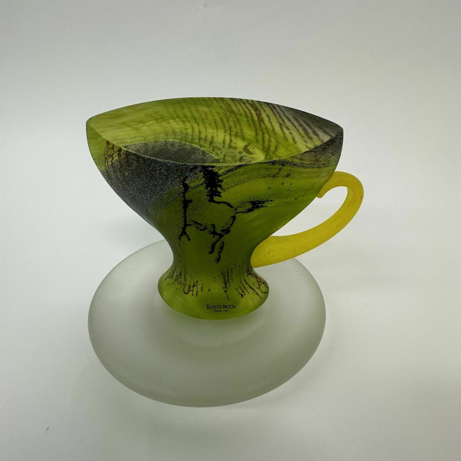 Rare Kjell Engman For Kosta Boda Sweden Green Glass Teacup , 1980’s photo buy