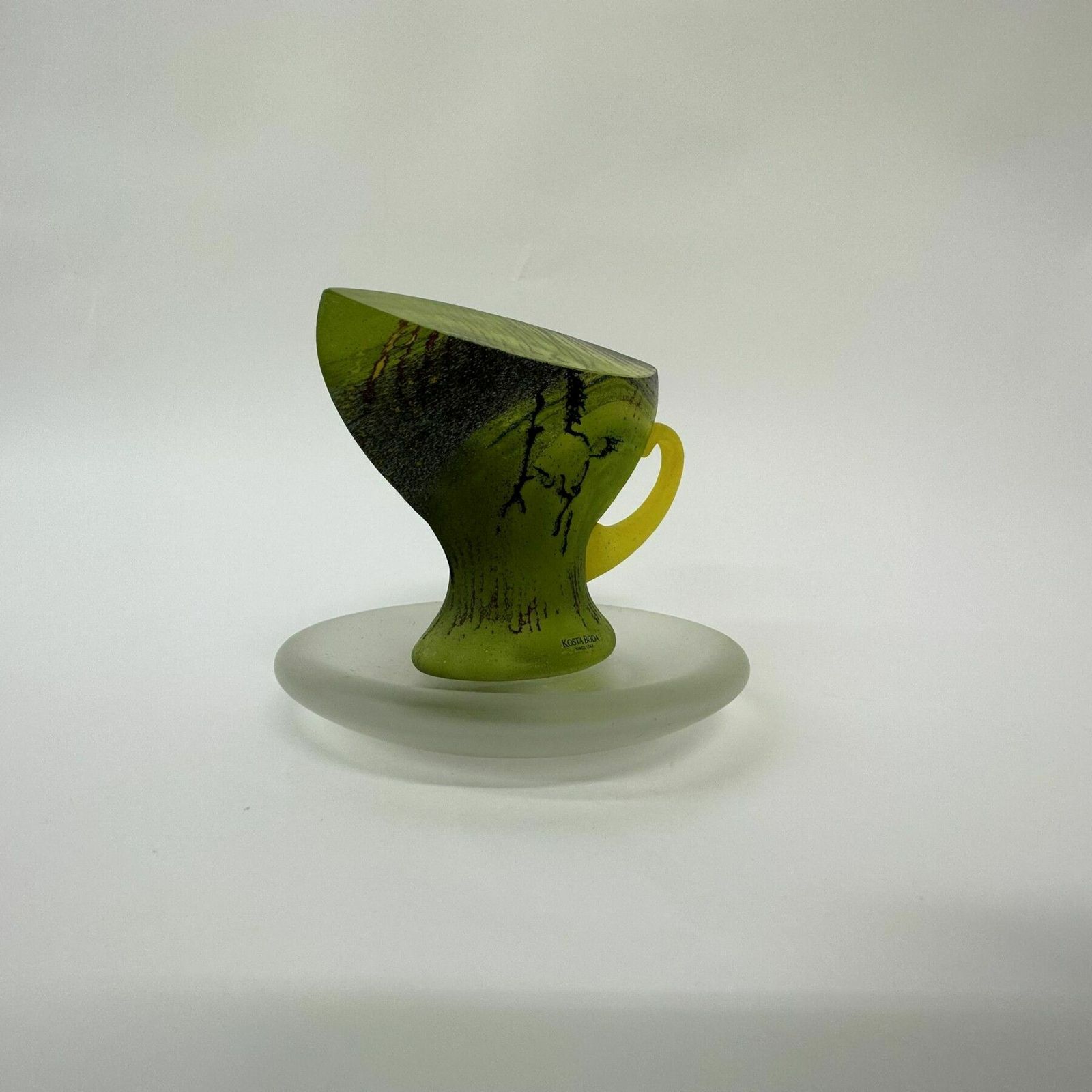 photo furniture Rare Kjell Engman For Kosta Boda Sweden Green Glass Teacup , 1980’s