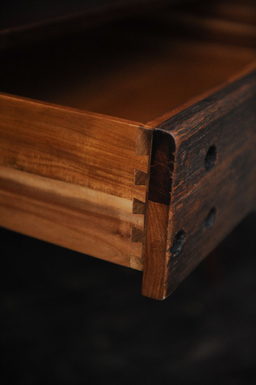 An Impressive Hardwood And Reclaimed Timber Desk Befit With Five Drawers & Gilded Handles Ol photo Furniture