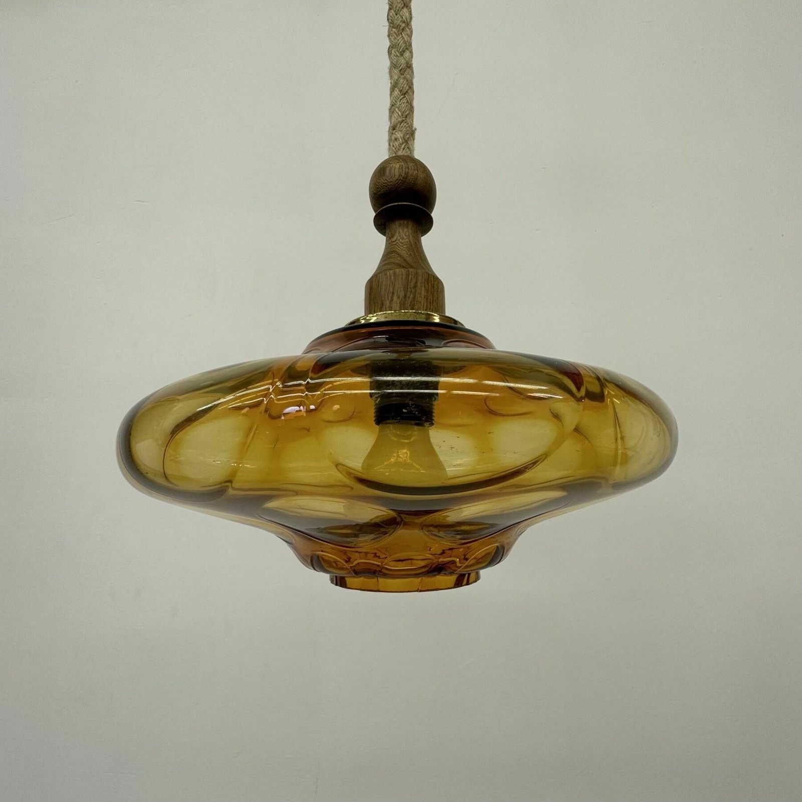 Mid Century Design Glazen Hanglamp, Jaren 1970