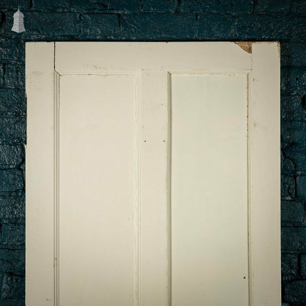 photo for sale Pine Panelled Door, Moulded 19th C 4 Panel, White Painted