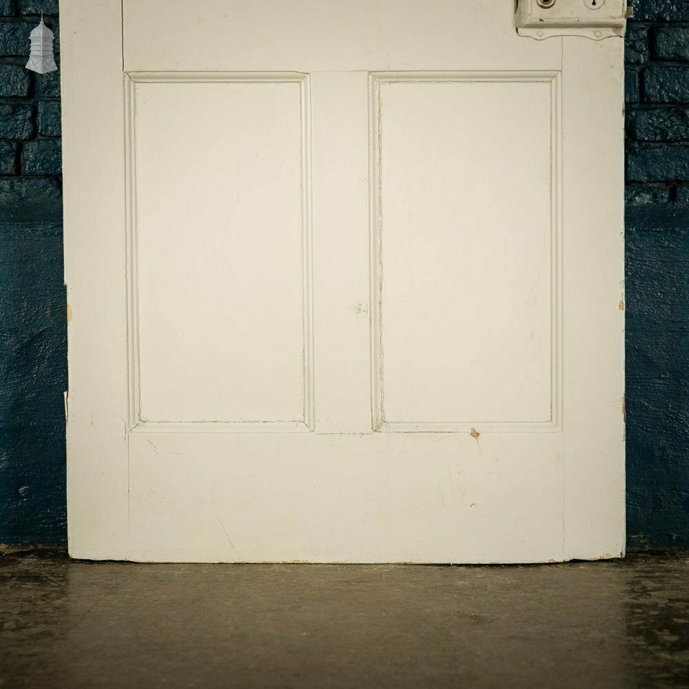 240.0 Pine Panelled Door, Moulded 19th C 4 Panel, White Painted photo