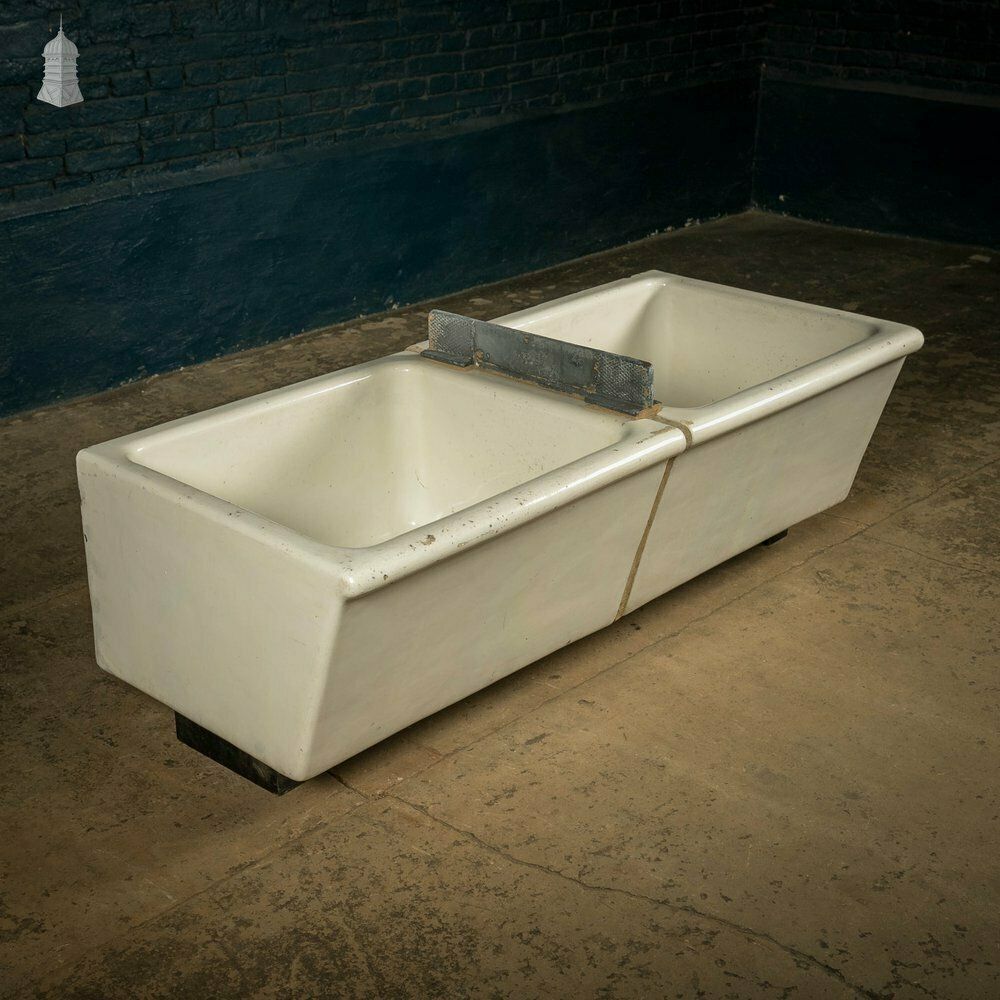 Butler Laundry Sinks, Pair Of Belfast Utility Sinks Joined With Sink Top Mangle Clamp Plate