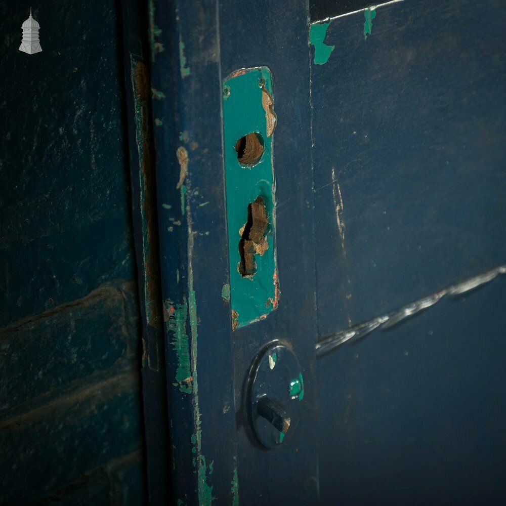 Half Glazed Door, Painted Pitch Pine Fitted With Wired Safety Glass photo for sale