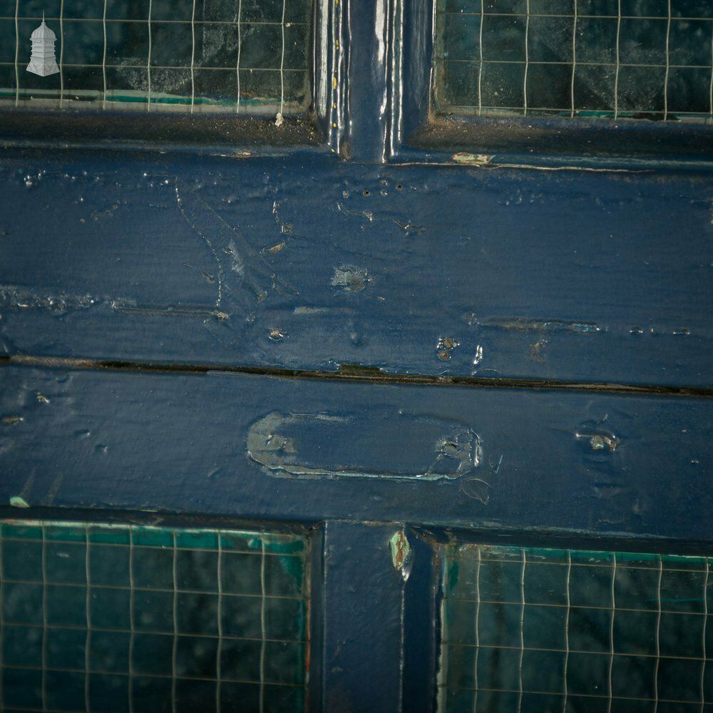 photo vintage Half Glazed Door, Painted Pitch Pine Fitted With Wired Safety Glass