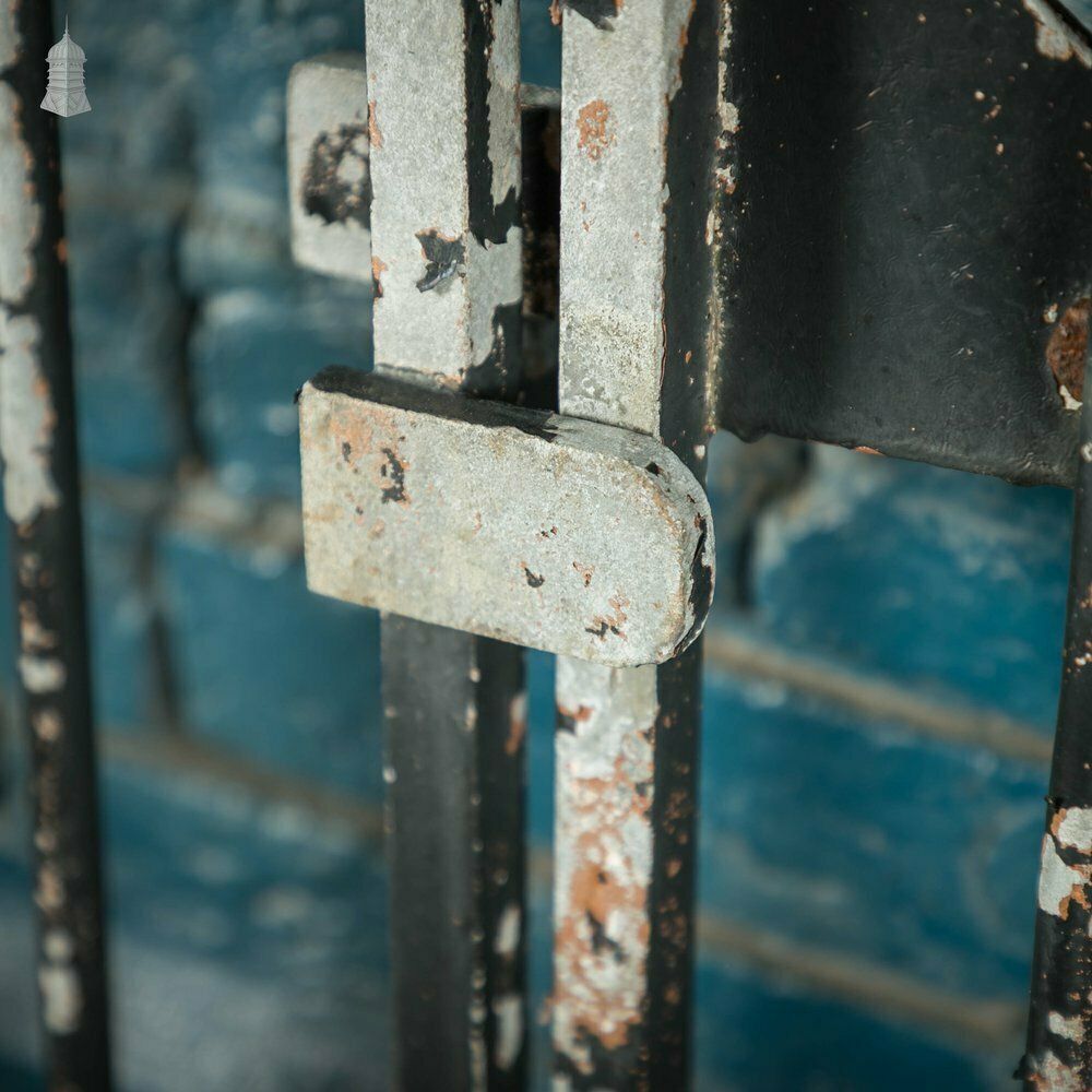 Home Fixtures Wrought Iron Driveway Gates, Pair Of 20th C Gates With Distressed Painted Finish photo