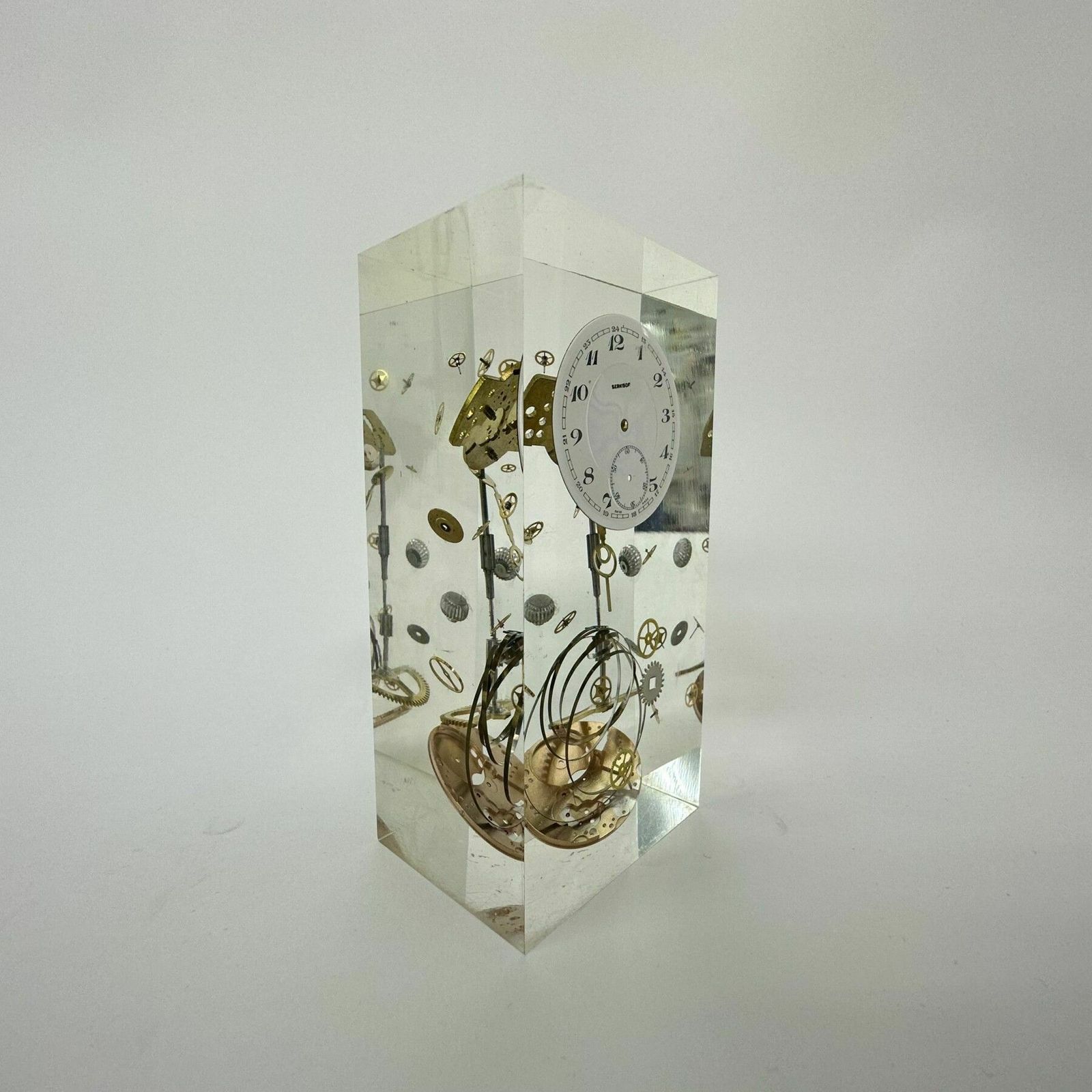 Pierre Giroudon Clock Parts In Lucite , 1970’s France photo furniture