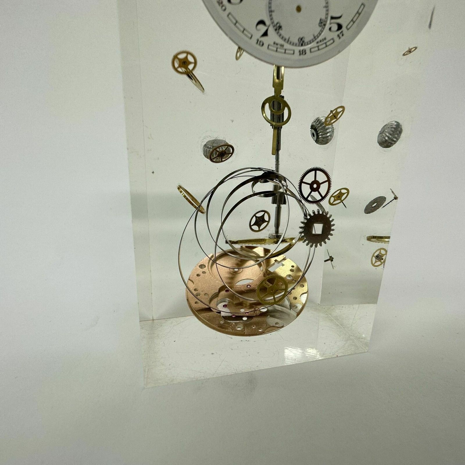 Pierre Giroudon Clock Parts In Lucite , 1970’s France photo Home Decor