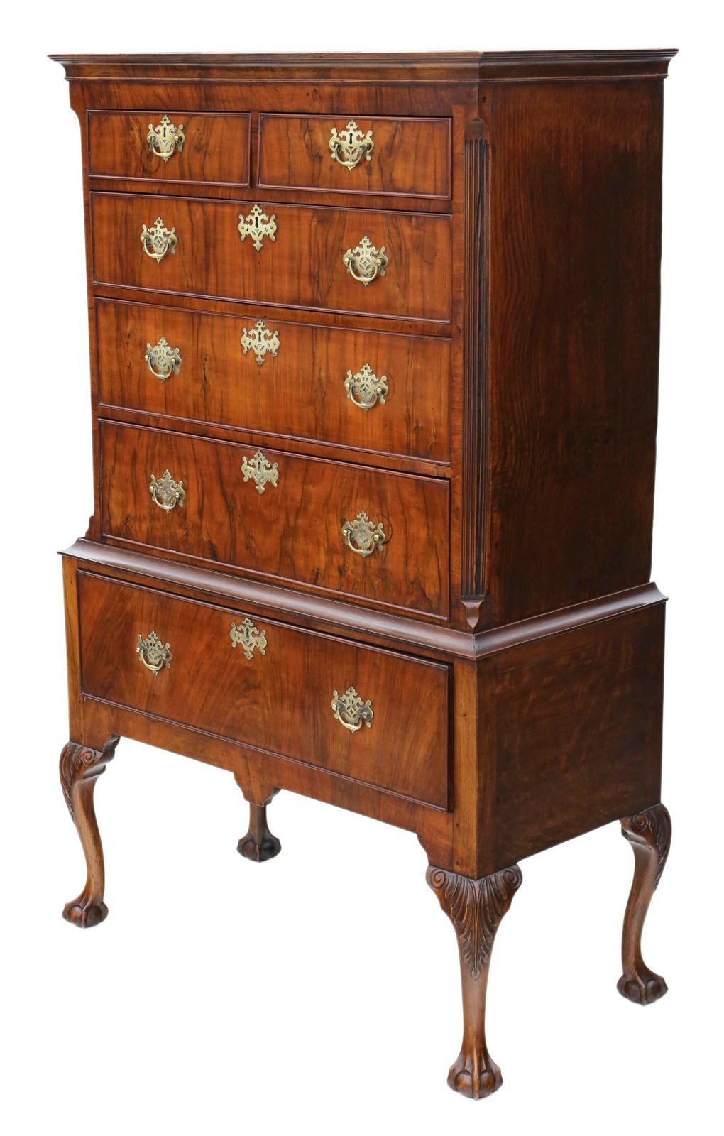 Antique Georgian Figured Walnut Chest Of Drawers On Stand, Dating From The 18th Century And Later photo 2495.0
