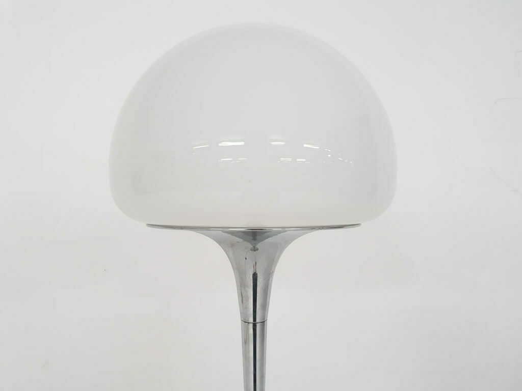 Opaline Glass And Chrome Floor Lamp By Goffredo Reggiani Italy 1960s photo for sale