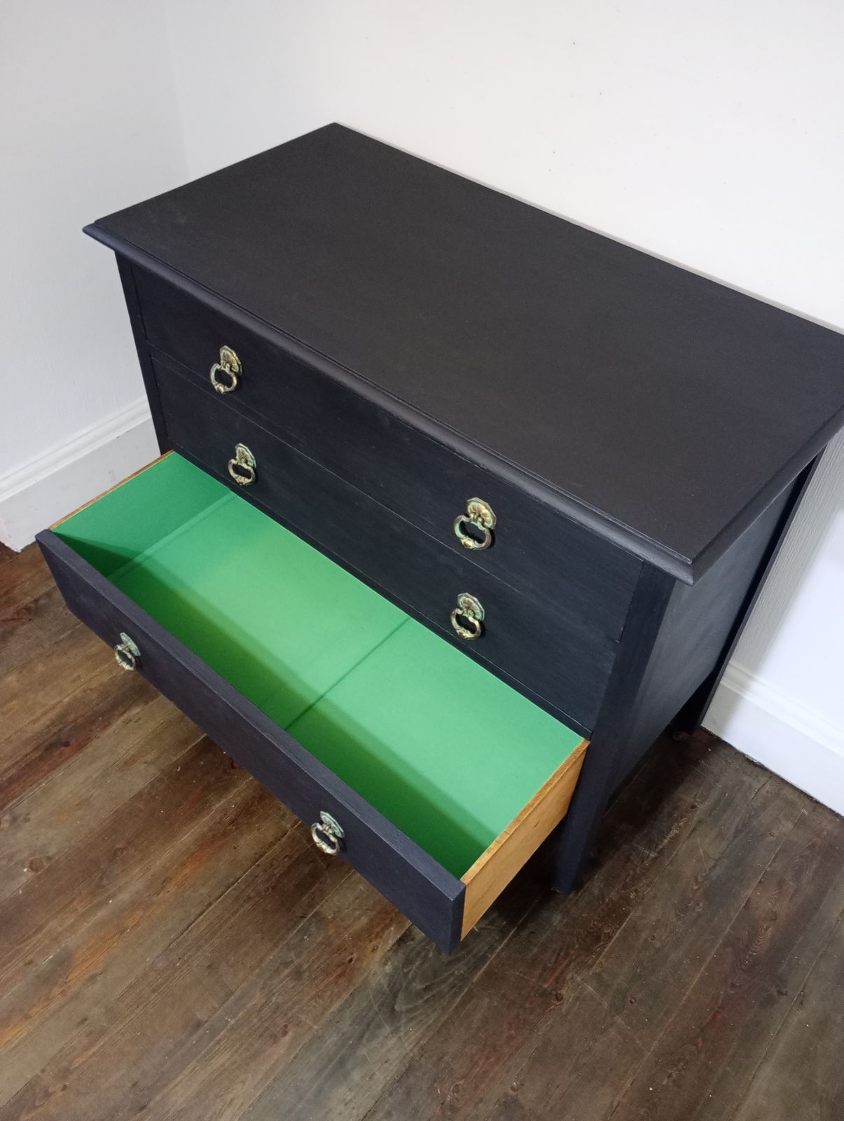 Black Painted Victorian Chest Of Drawers photo vintage