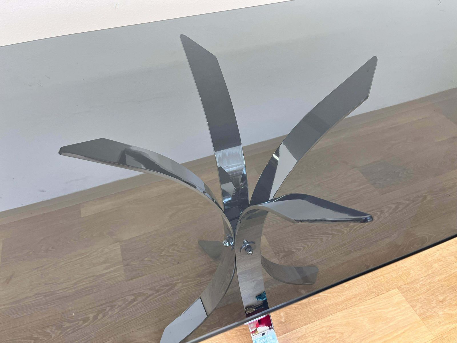 1970s Mid Century Steel Chrome And Smoked Glass Dining Table photo 1003.0