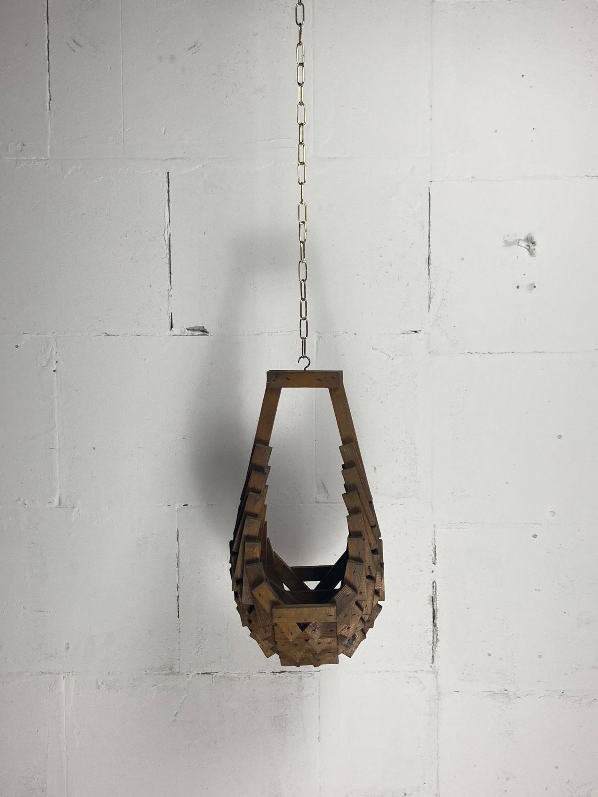 Brutalist Folk Art Hanging Plant Holder, Dutch 1960s photo furniture