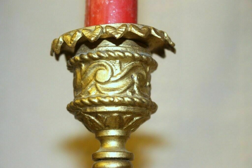 Antique Old Brass Napoleon III 171 Lsf Lady Figure Candle Holder photo 210.0