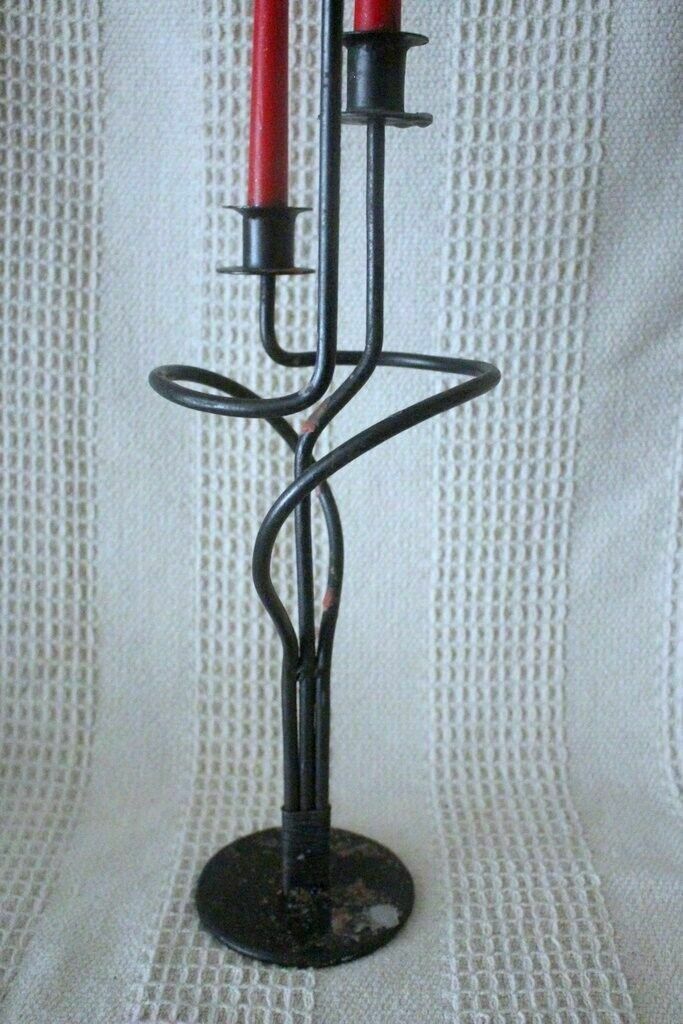 photo buy Antique Unique Wrought Iron Candle Holder Chateau Design Triple Candle Handmade