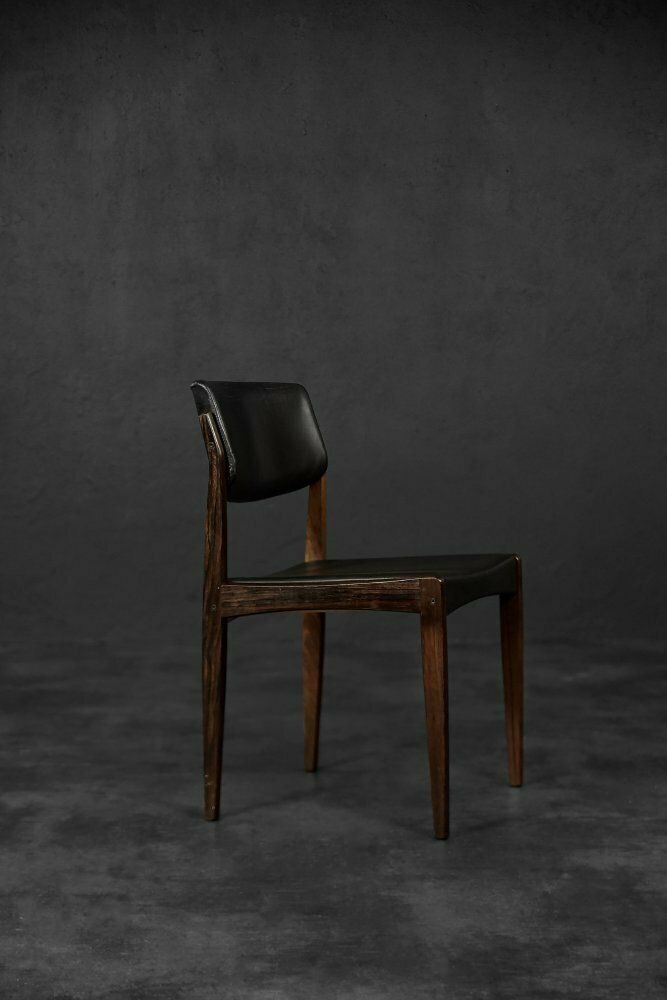 Mid Century Scandinavian Modern Rosewood & Black Leather Chairs By H.W. Klein For Bramin, 1960s, Set Of 3 photo Furniture