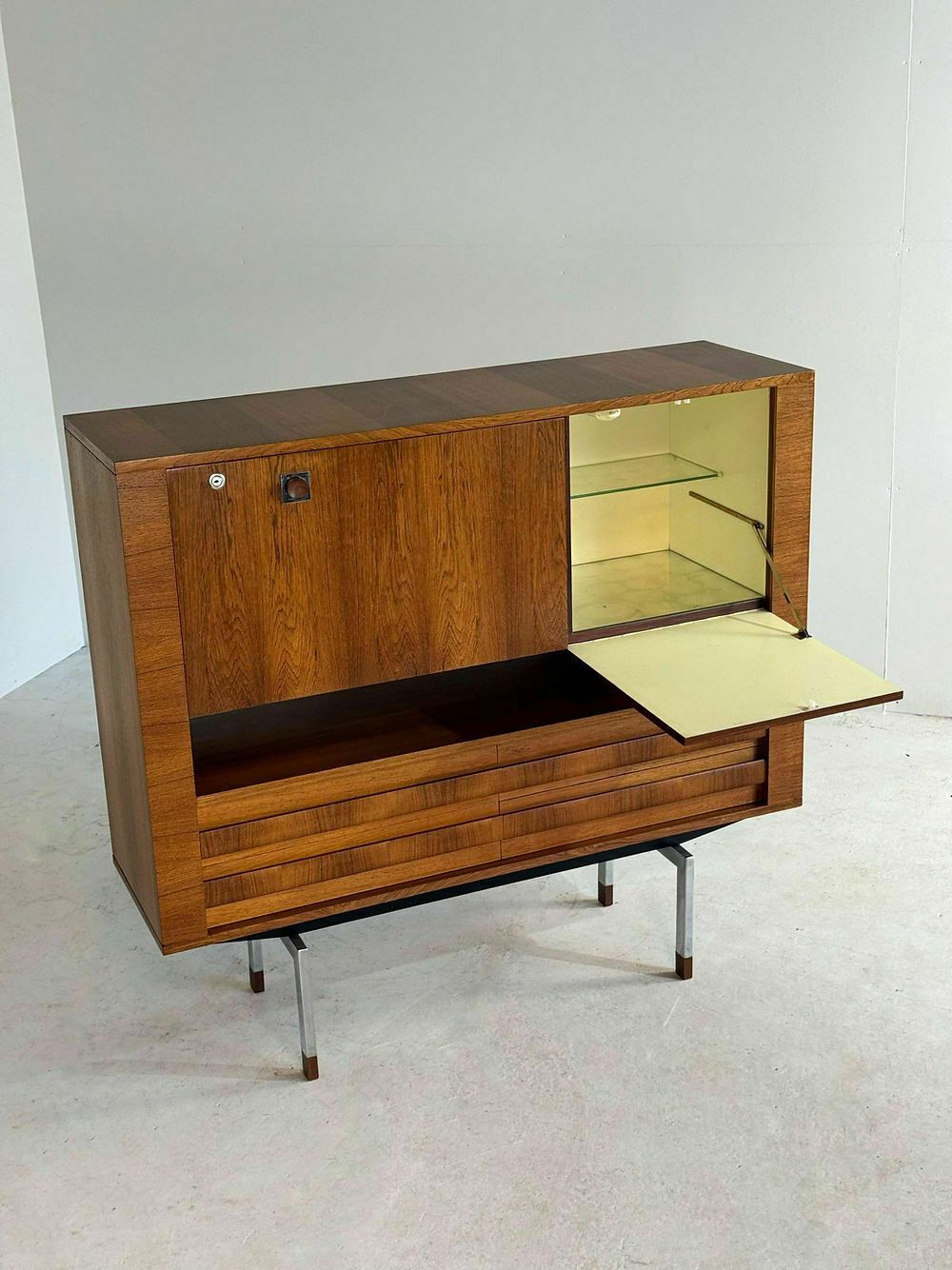 Mid Century Palissander Barkast, Belform, Ca. Jaren 1950 photo buy