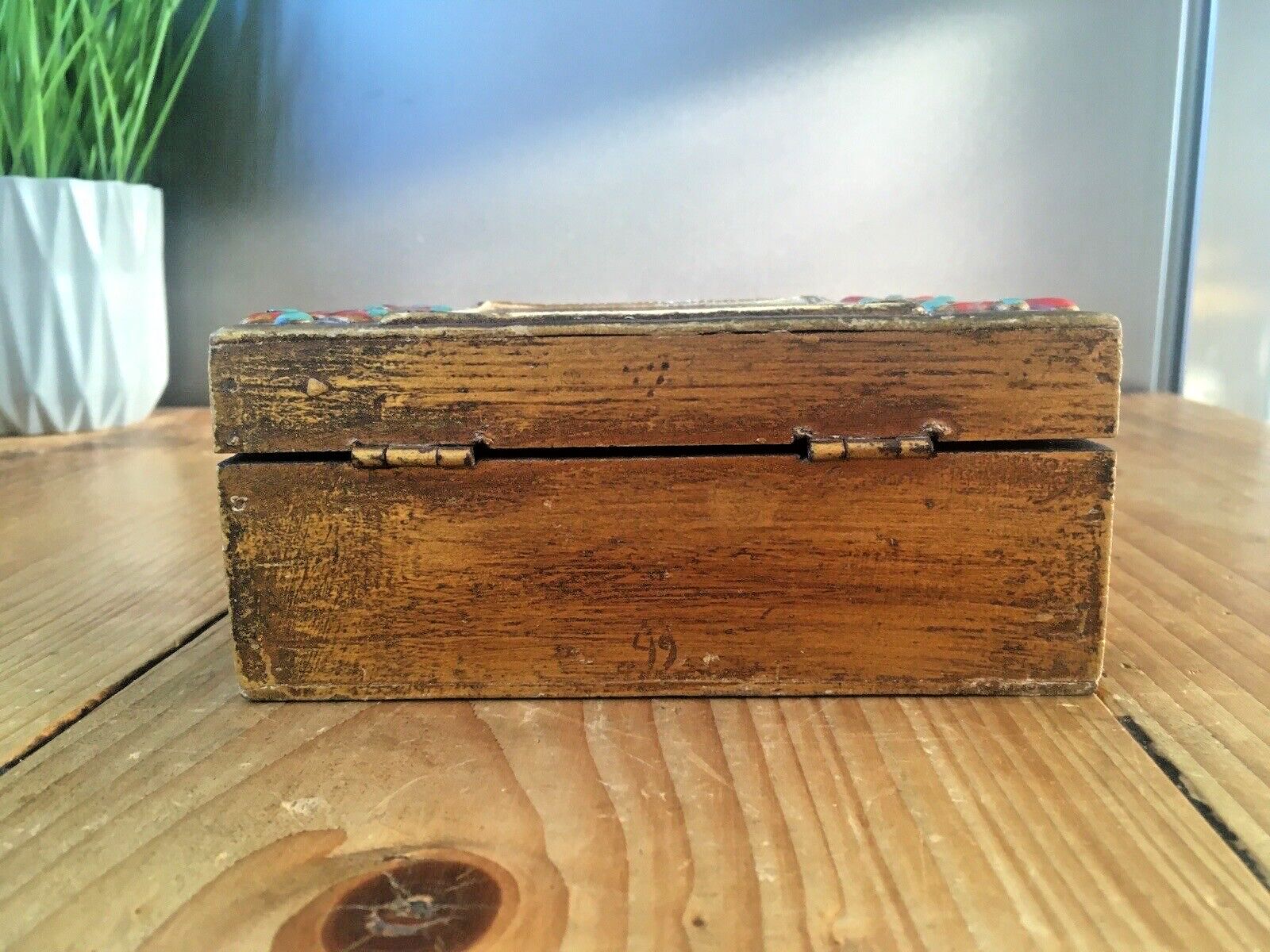 Florentine Giltwood St Fabiola Italian Brutalist Wooden Jewellery Box Henner photo buy